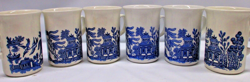 6 LOT OF VINTAGE CHURCHILL BLUE WILLOW COFFEE HOT COCOA TEA MUG MADE IN ENGLAND