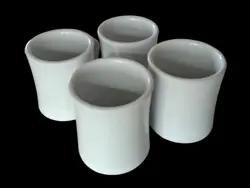 VINTAGE REGO FINE PORCELAIN RESTAURANT WARE WHITE COFFEE/TEA MUGS SET OF 4