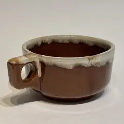 VINTAGE MONMOUTH WESTERN STONEWARE BROWN DRIP GLAZE SOUP BOWL MUG USA