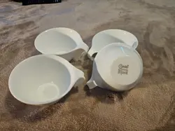 SET OF 4 - VINTAGE CORELLE CORNING WINTER FROST WHITE HOOK HANDLE CUPS