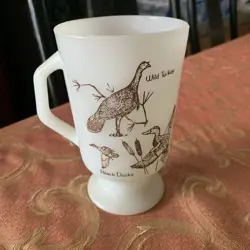 VINTAGE MILK GLASS FIRE KING ANCHOR HOCKING GAME BIRDS