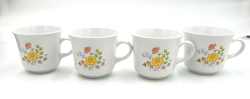VTG 4 CORELLE BY CORNING WARE SPRING MEADOW FLOWERS COFFEE/ TEA CUPS