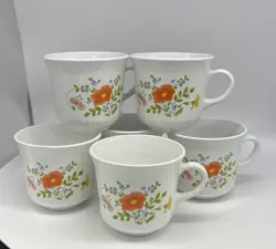 VINTAGE CORNING WARE CORELLE WILDFLOWER COFFEE/TEA CUPS  SET OF 6