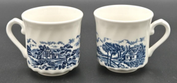 VINTAGE MADE IN ENGLAND CHURCHILL BLUE COFFEE TEA CUP MUG CERAMIC 2 EACH