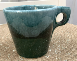 HULL POTTERY GREEN AGATE DRIP GLAZE COFFEE CUP MUG VINTAGE MCM USA RARE