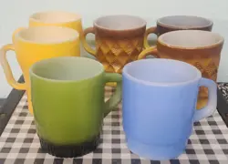 VINTAGE ANCHOR HOCKING FIRE KING MUG COLLECTION MIXED LOT OF 7