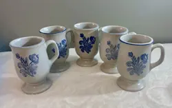 VTG PFALTZGRAFF YORKTOWNE FOOTED PEDESTAL COFFEE MUGS, SET OF 5.