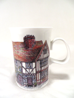 VTG DUNOON COFFEE MUG COTTAGES FINE BONE CHINA BY SUE SCULLARD ENGLAND