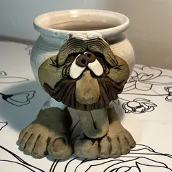 UGLY FACE COFFEE MUG, 3D STONEWARE, HANDMADE VINTAGE: ROBERT KARLINSEY
