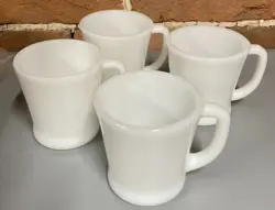 FIRE KING ANCHOR HOCKING D HANDLE VINTAGE MILK GLASS COFFEE CUPS MUGS LOT OF 4