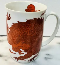 FITZ & FLOYD ONE MUG TEMPLE DRAGON COFFEE TEA MUG VINTAGE RED