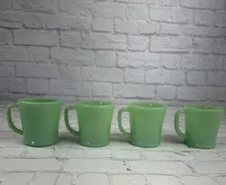 4 VINTAGE FIRE KING JADEITE D HANDLE MUG COFFEE CUP GREEN OVEN WARE