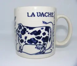 VINTAGE 1978 TAYLOR & NG LA VACHE & LA BULL COW COFFEE/TEA CUP MUG BLUE