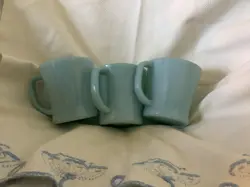 3 VINTAGE FIRE KING TURQUOISE BLUE 
