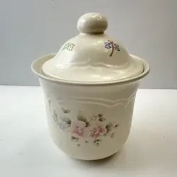 VINTAGE PFALTZGRAFF LARGE CANISTER TEA ROSE WITH LID  ABOUT 9 MADE IN USA