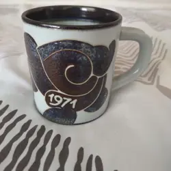 NOS VINTAGE 1971 ROYAL COPENHAGEN FAJANCE DENMARK ANNUAL DEMITASSE COFFEE MUG 3"