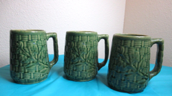 GREEN MAJOLICA MUGS