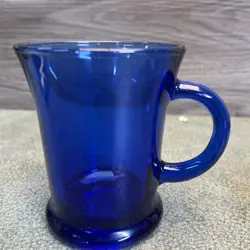 VINTAGE ANCHOR HOCKING COBALT BLUE GLASS IRISH COFFEE MUG / CUP