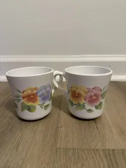 VINTAGE CORELLE SUMMER BLUSH PANSY COFFEE MUG TEA CUPS