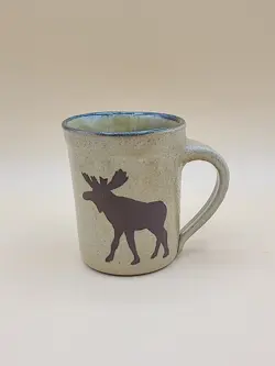 VINTAGE MONROE SALT WORKS MAINE  POTTERY MUGS- MOOSE - 12 OZ - USA