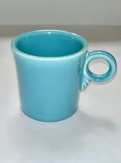VINTAGE FIESTAWARE EARLY STAMP FIESTA TOM & JERRY MUG ORIGINAL TURQUOISE 1937
