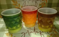 ANCHOR HOCKING FIRE KING VINTAGE COFFEE CUPS 3 MUGS KIMBERLY DIAMOND MCM RETRO