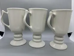VINTAGE - HALL - FOOTED IRISH COFFEE MUGS - CREAMY WHITE - #1273 - SET OF 3