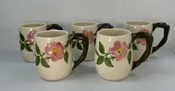 LOT OF 5 VINTAGE FRANCISCAN DESERT ROSE GRAND MUGS 4.5