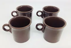 VINTAGE: FIESTAWARE O-RING COFFEE MUG IN CHOCOLATE BROWN - SET OF 4