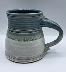 VTG FRANK STOFAN POTTERY BLUE GLAZED MUG, TANKARD, SCENERY HILL PA, EARLY PIECE
