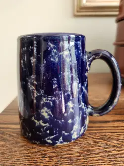 VTG BENNINGTON POTTERY 12OZ MUG BLUE AGATE TANKARD S1 BENNINGTON VERMONT