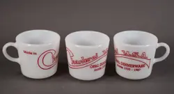 VTG PYREX TABLEWARE CHARLEROI OPAL DINNERWARE COFFEE MUGS LOT OF 3