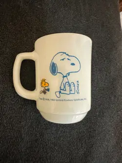 VINTAGE ANCHOR HOCKING / FIRE KING SNOOPY MUG I'M NOT WORTH A THING...