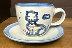 STONEWARE CAT VTG