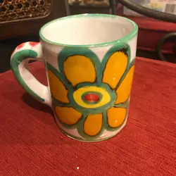 DESIMONE FLOWER MUG, ITALY, VINTAGE MCM AR DECO