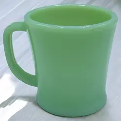VTG FIRE KING JADEITE D HANDLE COFFEE MUG CUP OVEN WARE GLASS USA SINGLE