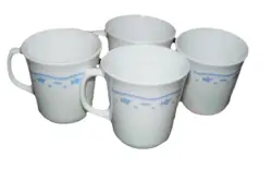 LOT OF 4 CORNING WARE CORELLE MORNING BLUE TEA/COFFEE CUPS MUGS 8 OZ VINTAGE USA