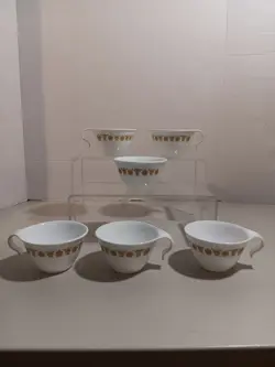 VINTAGE CORNING CORELLE BUTTERFLY GOLD COFFEE CUPS HOOK HANDLE - LOT OF 6