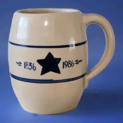 VTG. MASTER POTTER KENNETH D. WINGO SIGNED BARRELL MUG FARMHOUSE PRIMITIVE LOOK