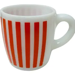 VINTAGE HAZEL ATLAS ORANGE MILK GLASS CANDY STRIPED COFFEE MUG CUP FREE SHIPPING