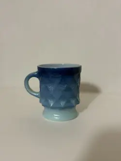 VINTAGE ANCHOR HOCKING FIRE KING BLUE COFFEE CUP MUG KIMBERLY DIAMOND PATTERNS