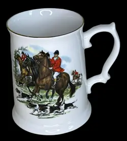 VINTAGE ROYAL GRAFTON TANKARD FOX HUNT FINE BONE CHINA ENGLAND MUG