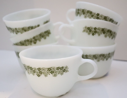 7 VINTAGE PYREX CORELLE SPRING BLOSSOM CRAZY DAISY COFFEE TEA CUP MUGS MILK EUC