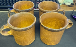 LOT OF 4 VINTAGE MCCOY POTTERY CANYON MESA STONEWARE COFFEE MUG-BROWN 1412