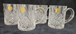 SET OF 4 VINTAGE PAUL SEBASTIAN  24% LEAD CRYSTAL GLASS MUGS FRANCE EUC