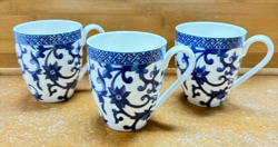 VTG 3 RALPH LAUREN CHINA MANDARIN BLUE 12 OZ COFFEE TEA MUGS MICROWAVE SAFE