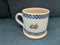 VTG NICHOLAS MOSSE IRELAND POTTERY RABBIT CHECKERBOARD MUG
