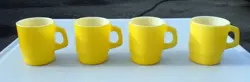 VINTAGE FIRE KING YELLOW COFFEE CUP MUG ANCHOR HOCKING STACKING SET OF 4