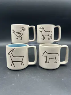 VINTAGE PIGEON FORGE POTTERY MUGS, 4 TOTAL
