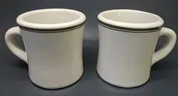 2 VINTAGE VICTOR RESTAURANT/DINER WARE 6OZ COFFEE MUG GREEN STRIPE HEAVY